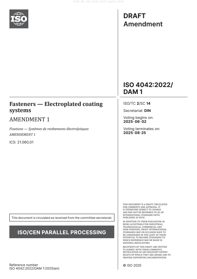 EN ISO 4042:2022/oprA1:2025