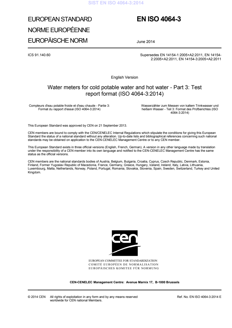 EN ISO 4064-3:2014 EN ISO 4064-3:2014 - Page 3 preview