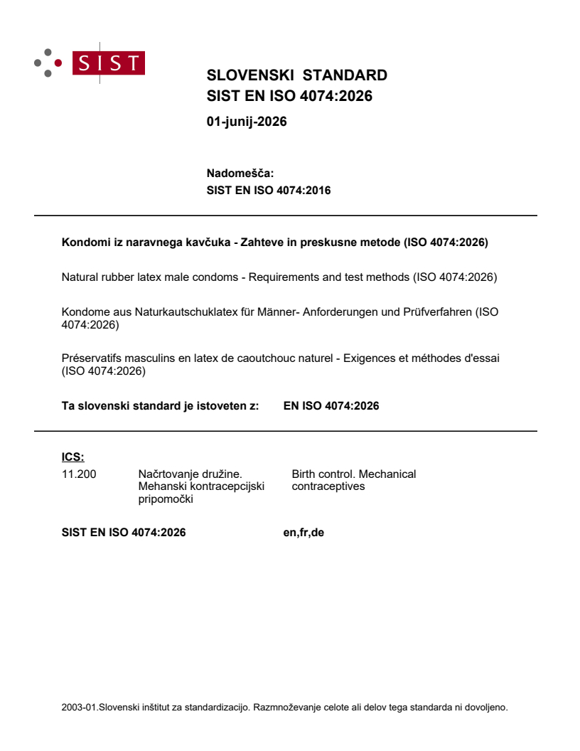 SIST EN ISO 4074:2026 SIST EN ISO 4074:2026 - BARVE - Page 1 preview