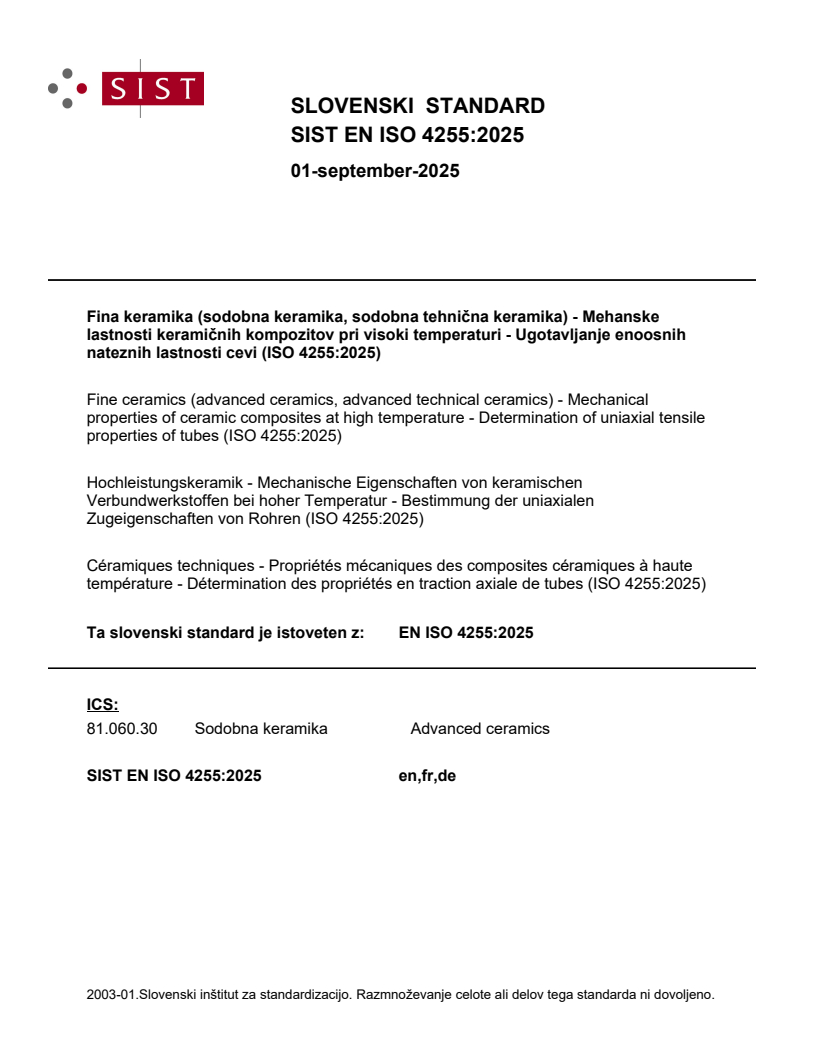 EN ISO 4255:2025 - BARVE