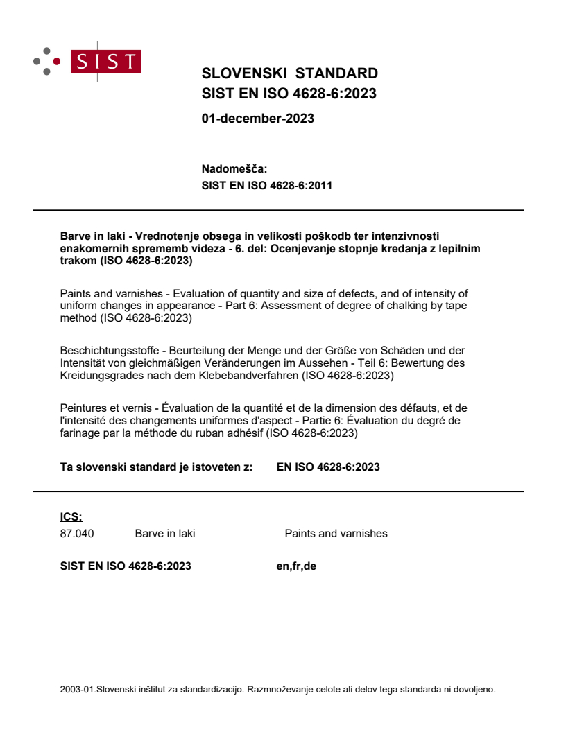 EN ISO 4628-6:2023 EN ISO 4628-6:2023 - Page 1 preview