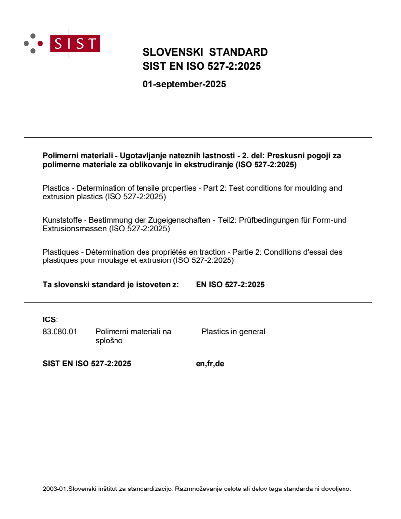 EN ISO 527-2:2025
