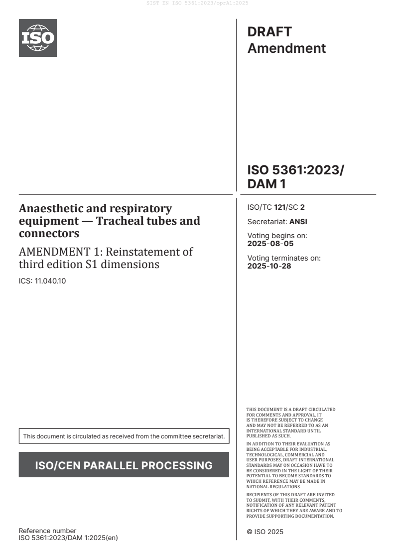 EN ISO 5361:2023/oprA1:2025
