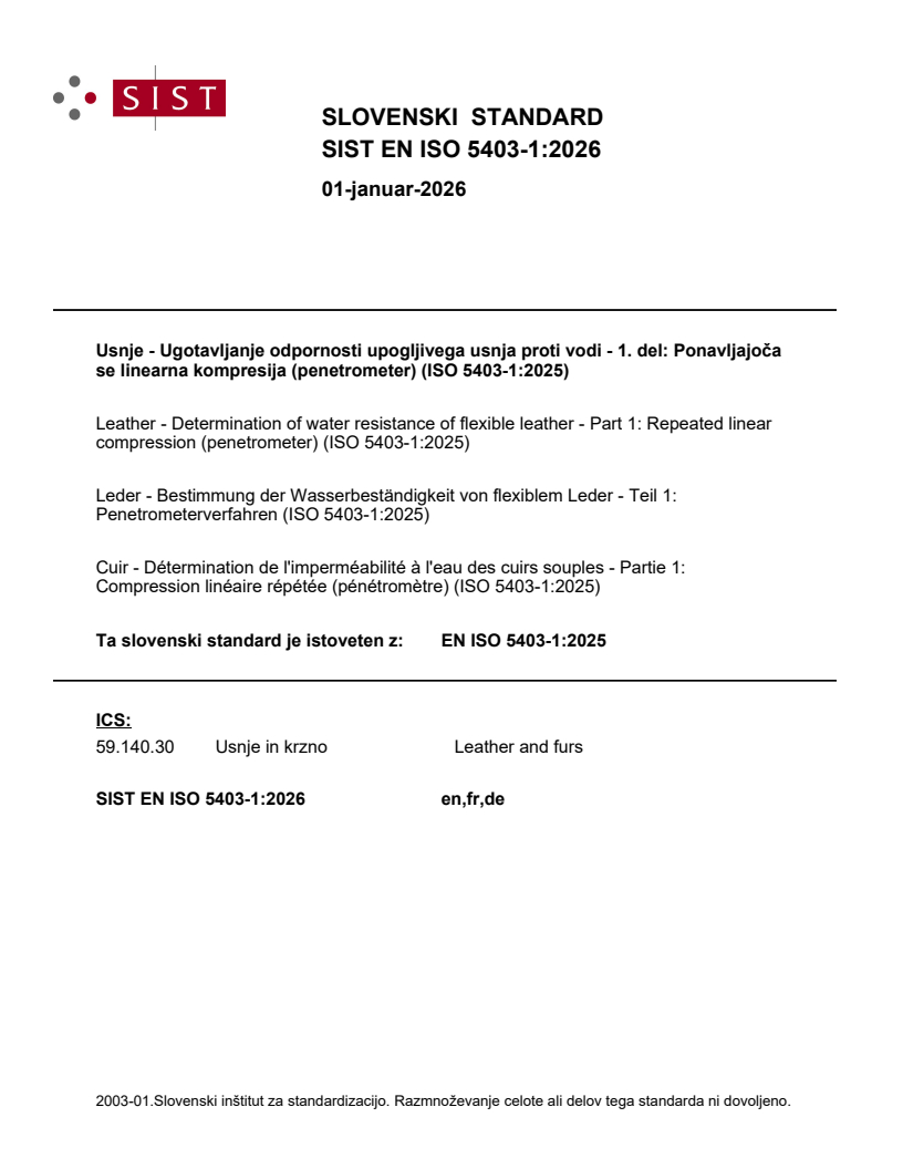 SIST EN ISO 5403-1:2026