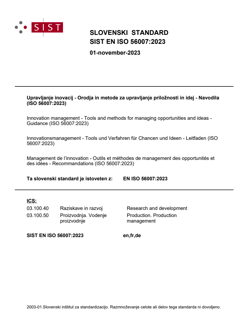 EN ISO 56007:2023 EN ISO 56007:2023 - BARVE - Page 1 preview