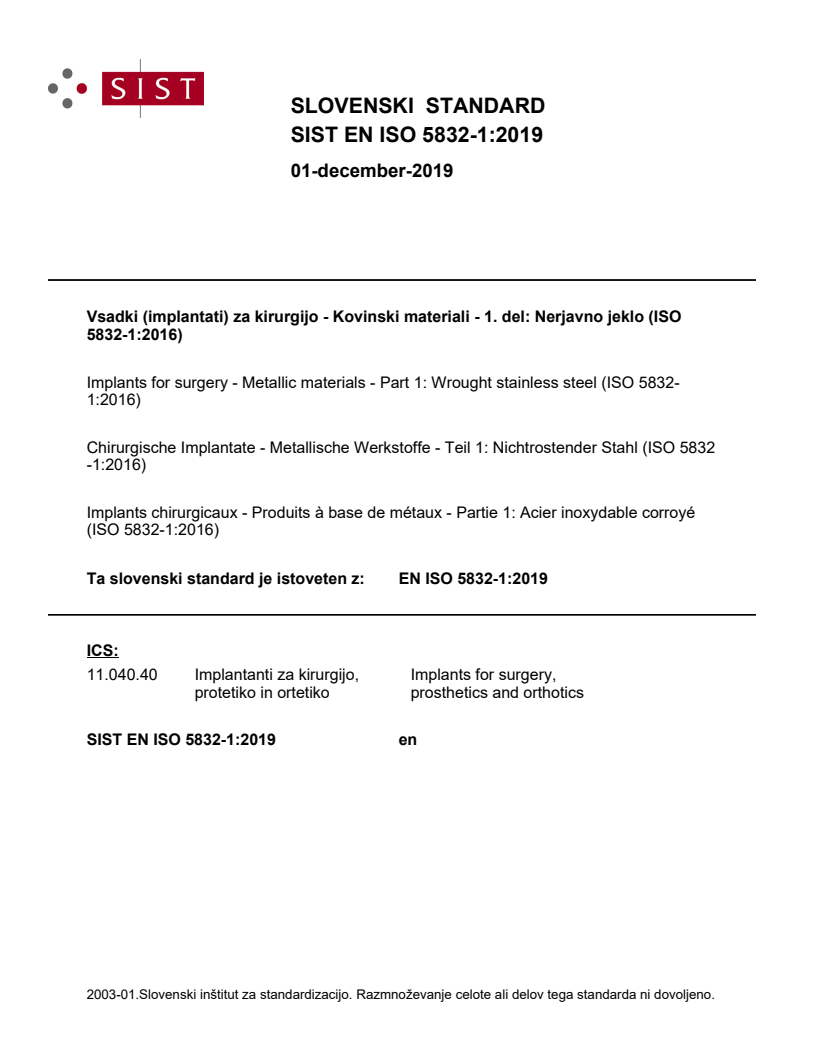 EN ISO 5832-1:2019 EN ISO 5832-1:2019 - Page 1 preview