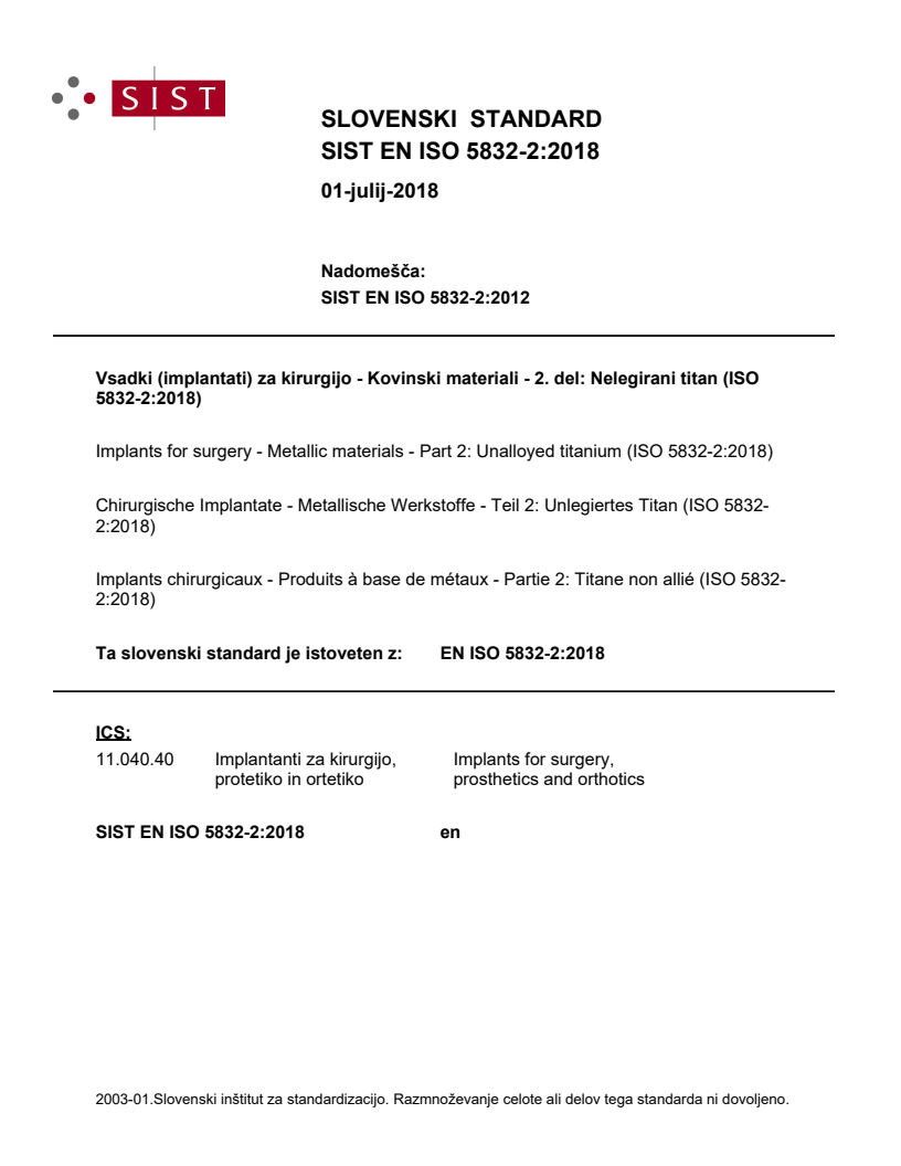 EN ISO 5832-2:2018 EN ISO 5832-2:2018 - Page 1 preview