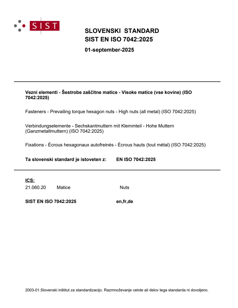 EN ISO 7042:2025