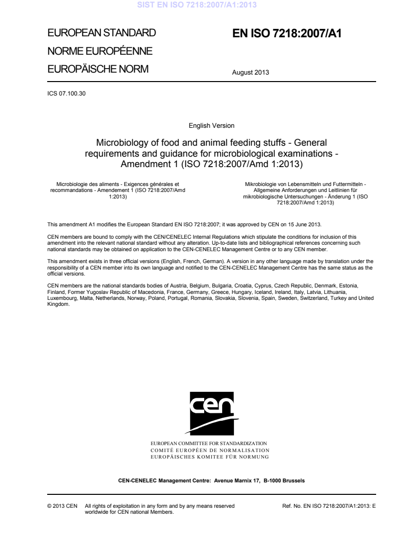 EN ISO 7218:2007/A1:2013 EN ISO 7218:2007/A1:2013 - Page 3 preview