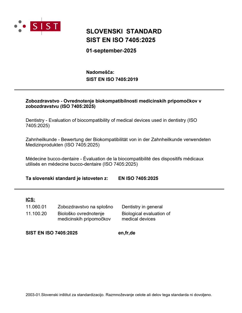 EN ISO 7405:2025