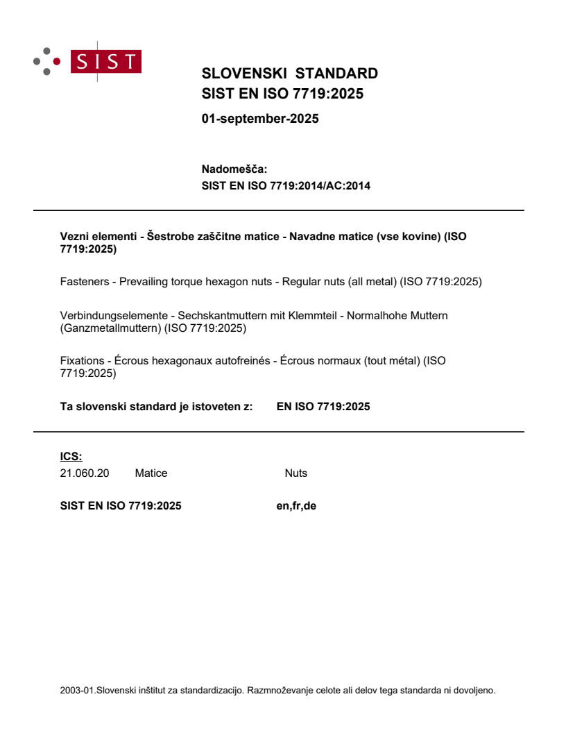 EN ISO 7719:2025