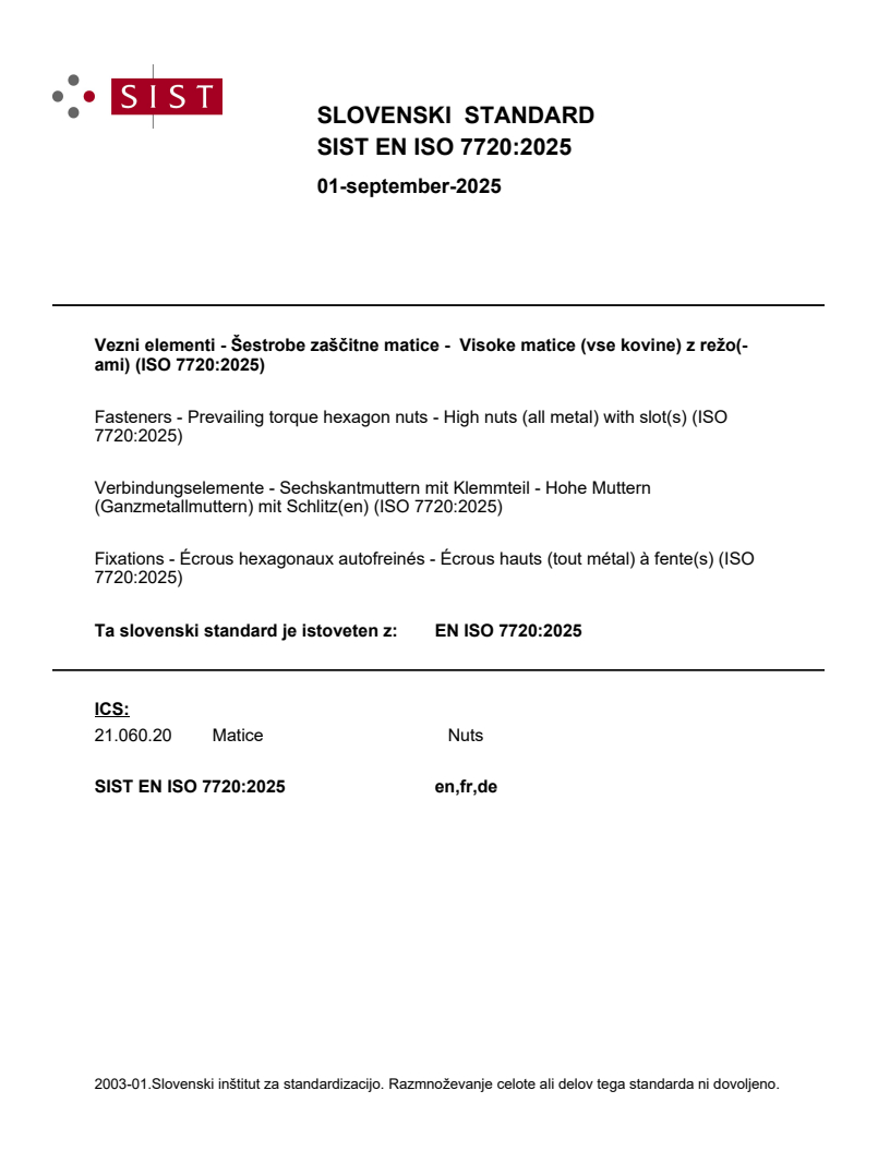EN ISO 7720:2025