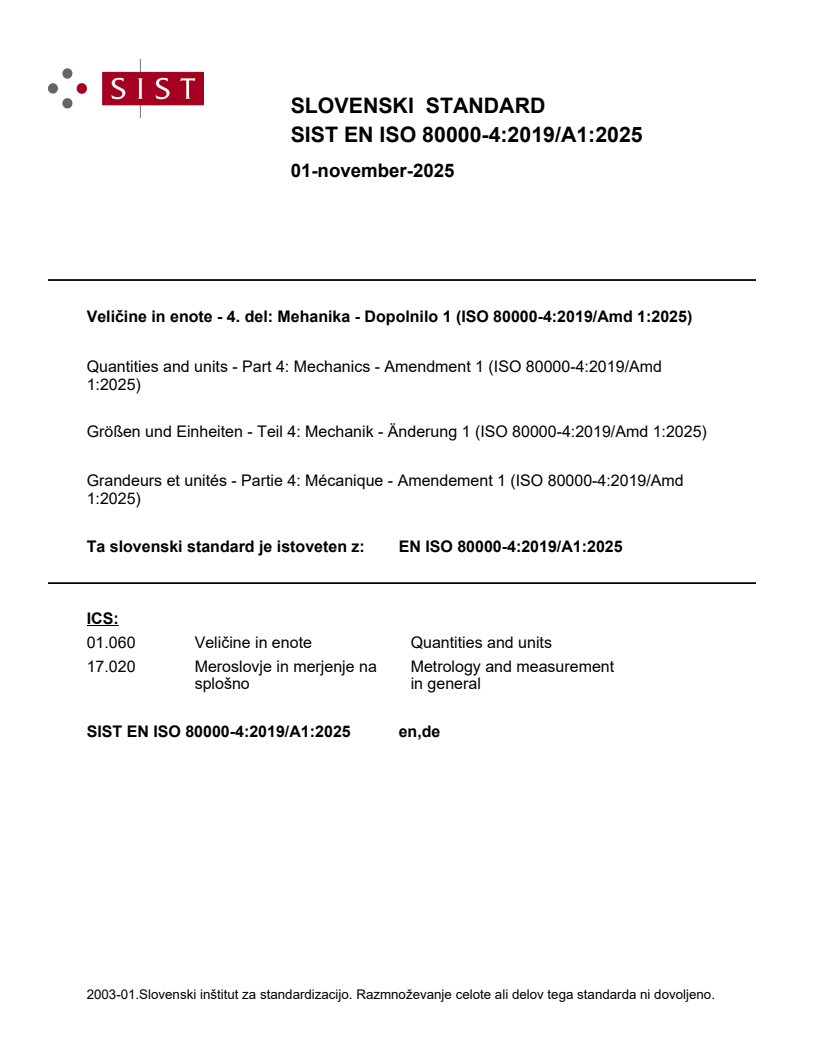 SIST EN ISO 80000-4:2019/A1:2025