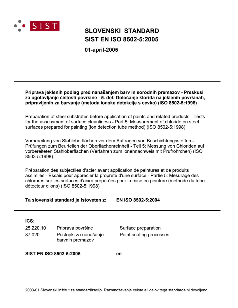 EN ISO 8502-5:2005