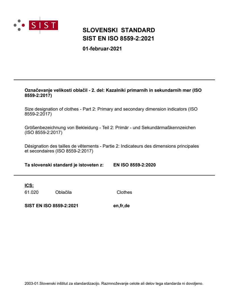 EN ISO 8559-2:2020 EN ISO 8559-2:2021 - Page 1 preview