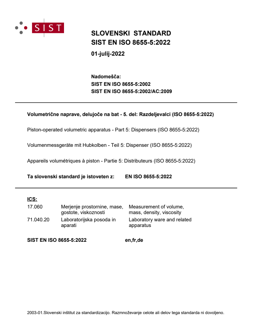 EN ISO 8655-5:2022 EN ISO 8655-5:2022 - Page 1 preview