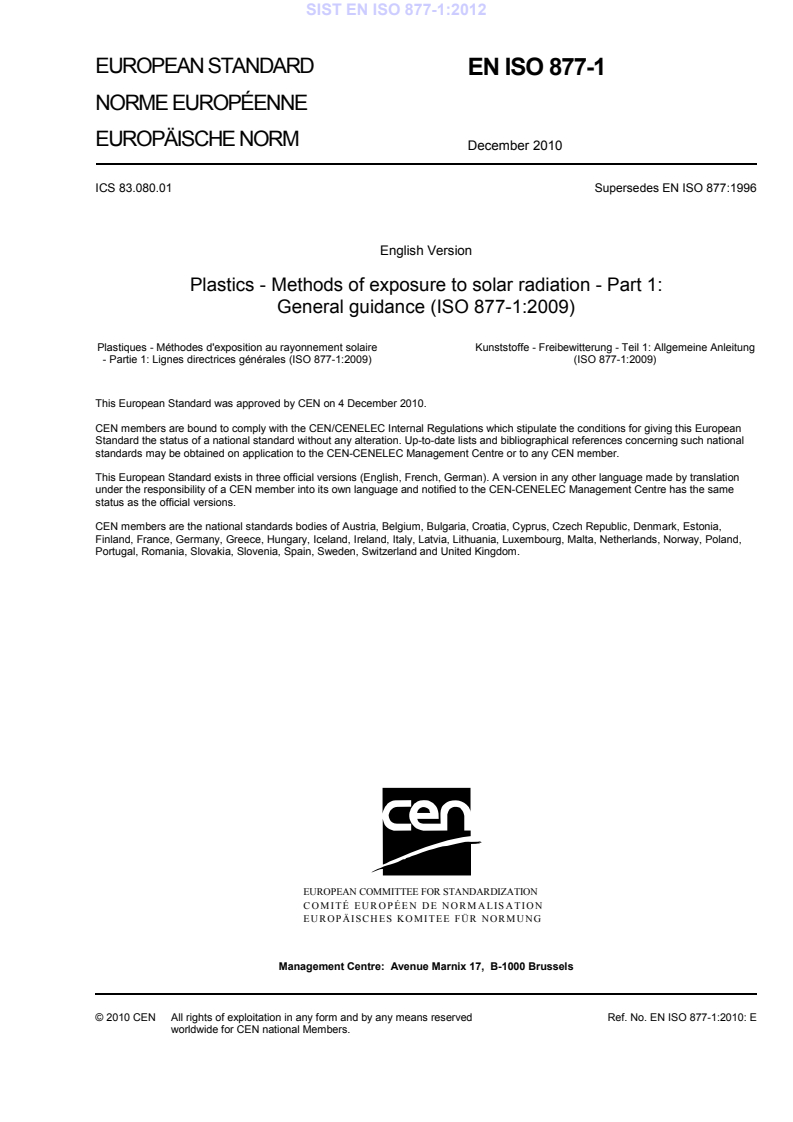 EN ISO 877-1:2010 EN ISO 877-1:2012 - Page 3 preview