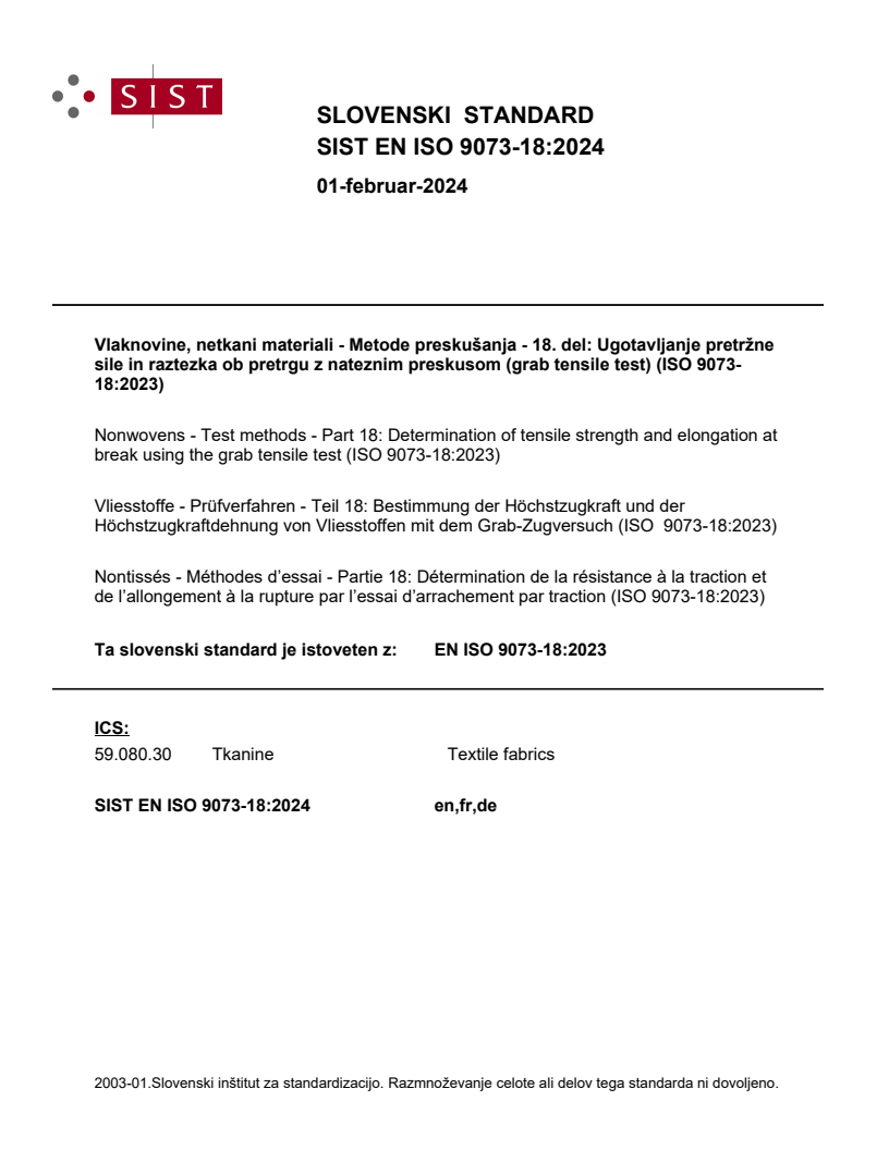 EN ISO 9073-18:2023 EN ISO 9073-18:2024 - Page 1 preview