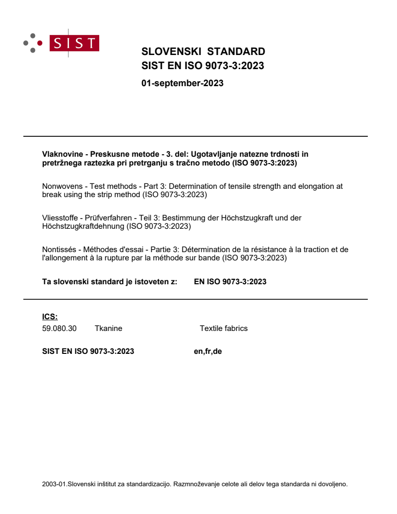 EN ISO 9073-3:2023 EN ISO 9073-3:2023 - Page 1 preview