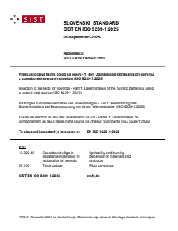 SIST EN ISO 9239-1:2025 - Page 1 preview