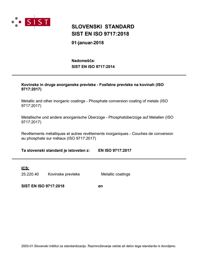 EN ISO 9717:2017 EN ISO 9717:2018 - Page 1 preview