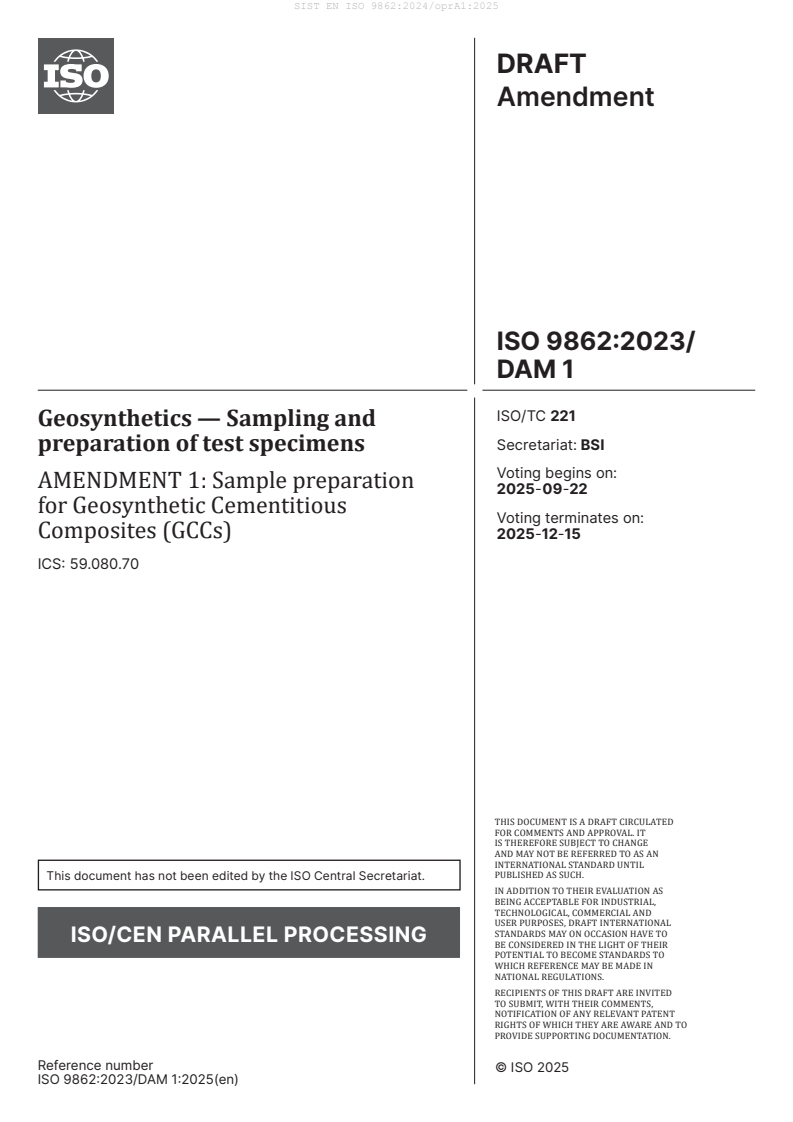 EN ISO 9862:2023/prA1:2025 EN ISO 9862:2024/oprA1:2025