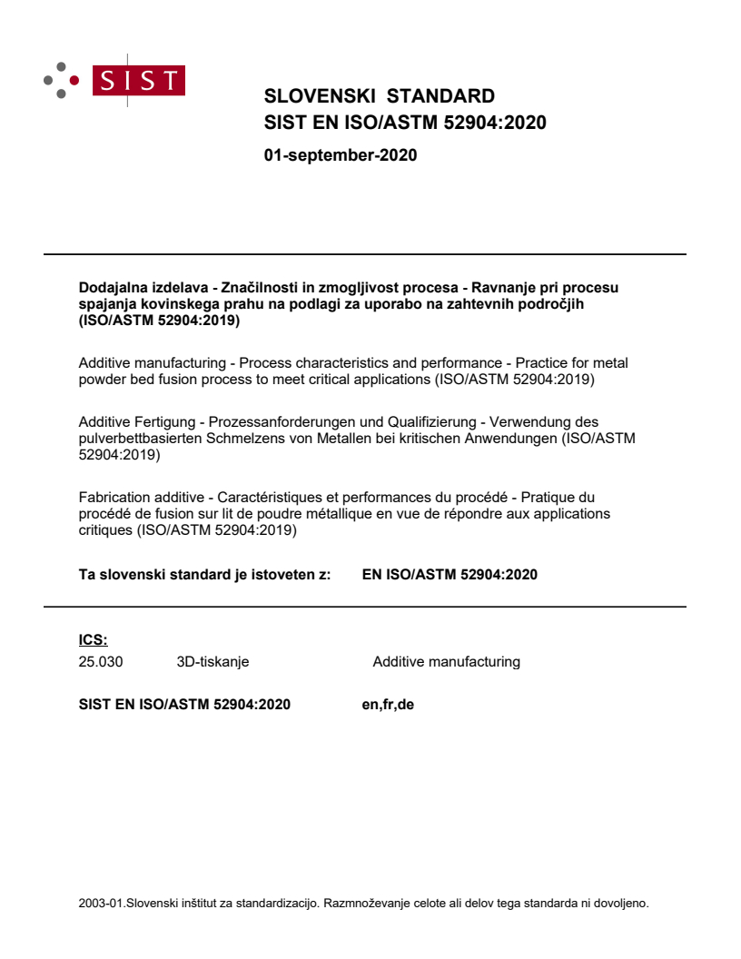 EN ISO/ASTM 52904:2020 EN ISO/ASTM 52904:2020 - BARVE - Page 1 preview