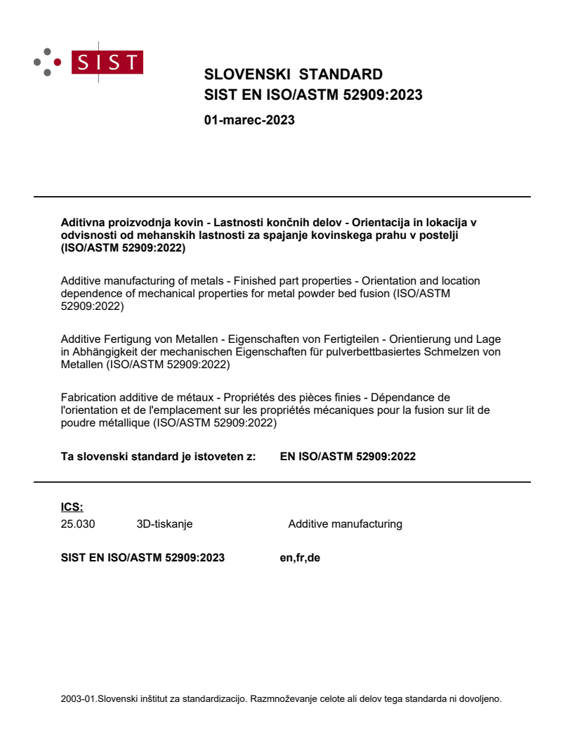 EN ISO/ASTM 52909:2022 EN ISO/ASTM 52909:2023 - Page 1 preview