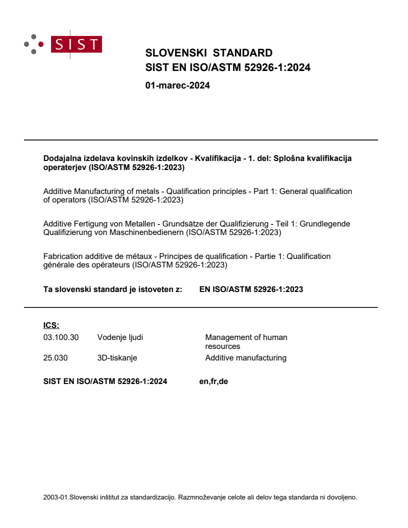 EN ISO/ASTM 52926-1:2023 EN ISO/ASTM 52926-1:2024 - Page 1 preview