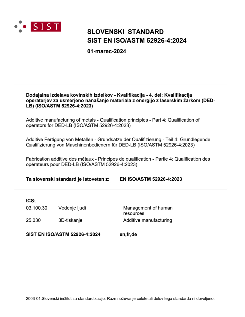 EN ISO/ASTM 52926-4:2023 EN ISO/ASTM 52926-4:2024 - Page 1 preview