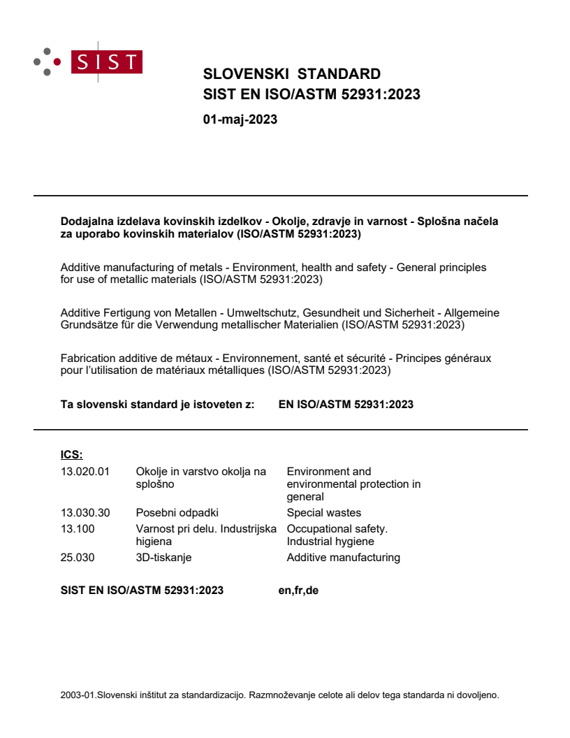 EN ISO/ASTM 52931:2023 EN ISO/ASTM 52931:2023 - Page 1 preview