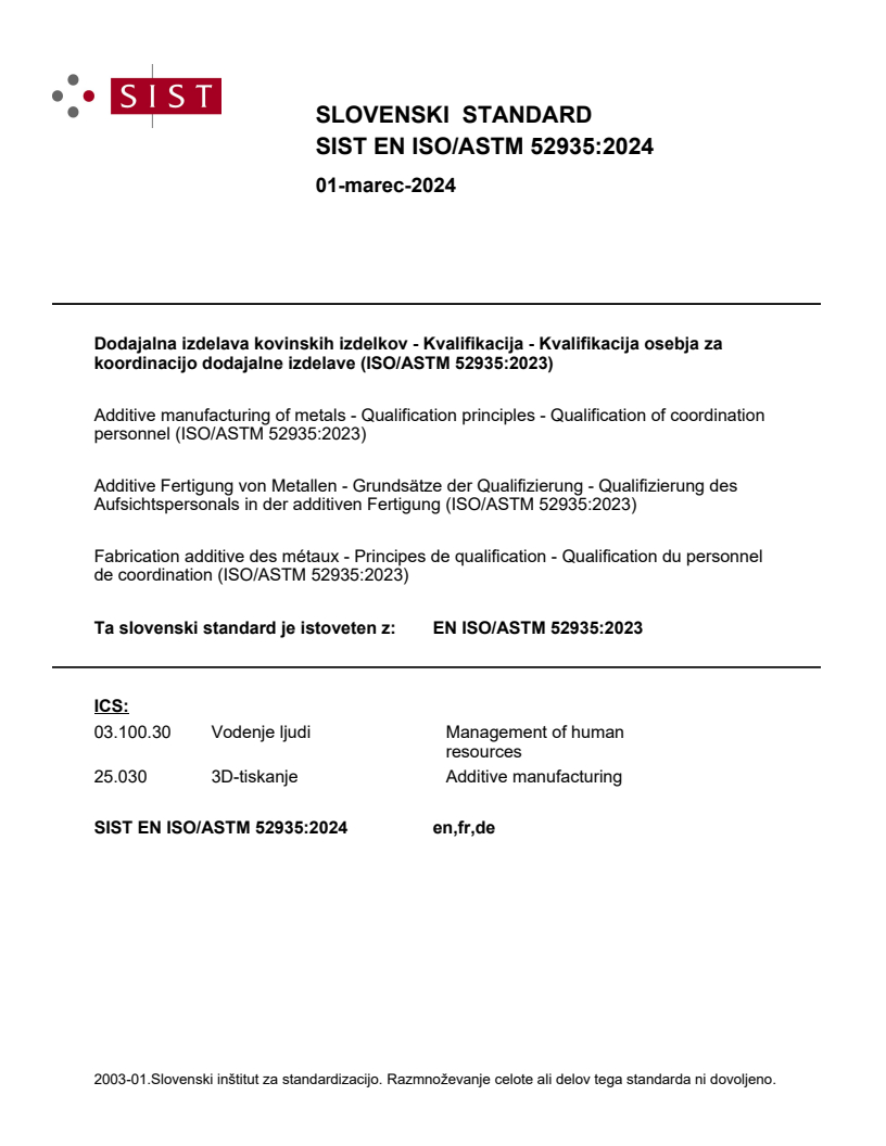 EN ISO/ASTM 52935:2023 EN ISO/ASTM 52935:2024 - Page 1 preview