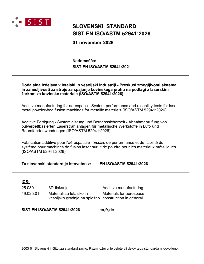 SIST EN ISO/ASTM 52941:2026 SIST EN ISO/ASTM 52941:2026 - BARVE - Page 1 preview