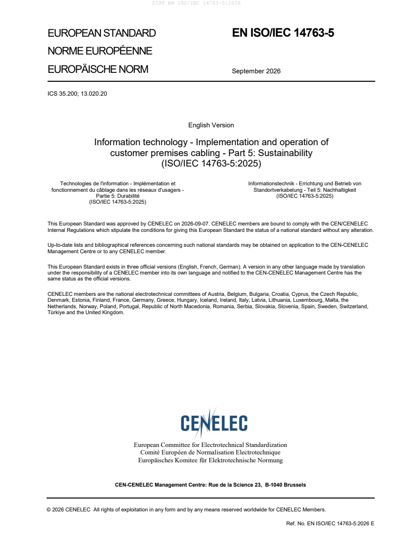 SIST EN ISO/IEC 14763-5:2026 SIST EN ISO/IEC 14763-5:2026 - BARVE - Page 3 preview