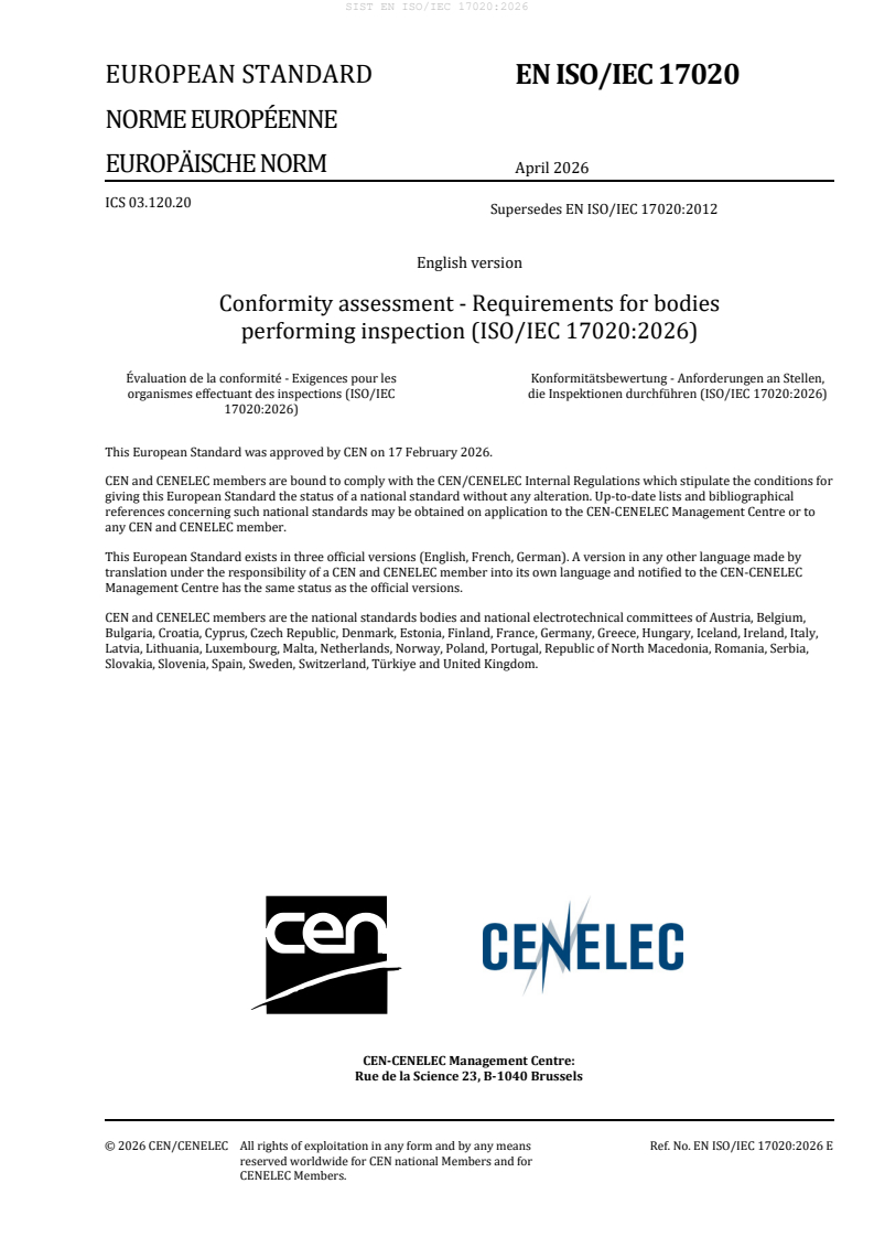 EN ISO/IEC 17020:2026 EN ISO/IEC 17020:2026 - Page 3 preview