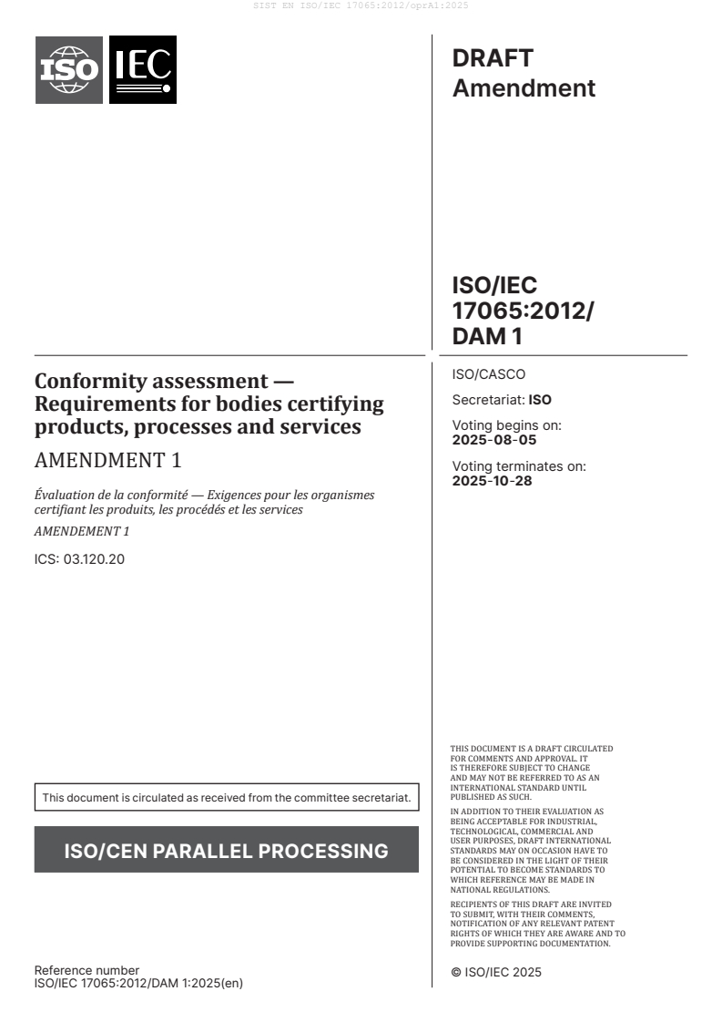 EN ISO/IEC 17065:2012/oprA1:2025