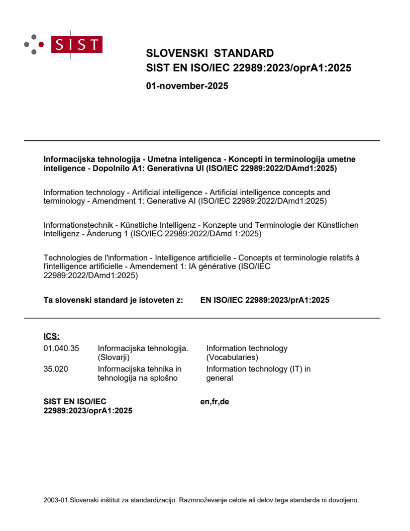 EN ISO/IEC 22989:2023/oprA1:2025