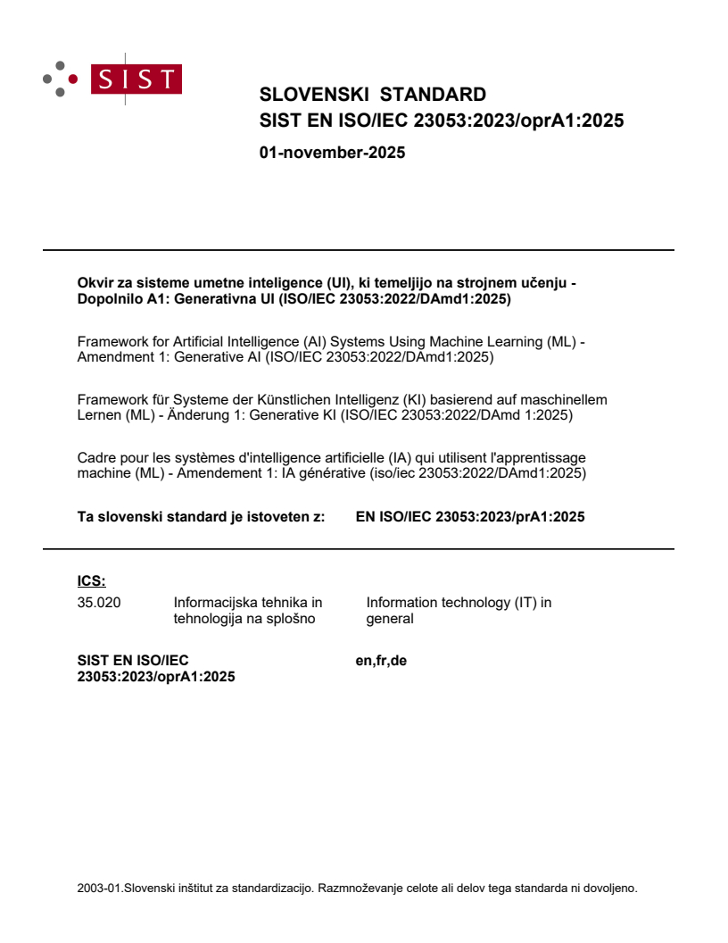 EN ISO/IEC 23053:2023/oprA1:2025