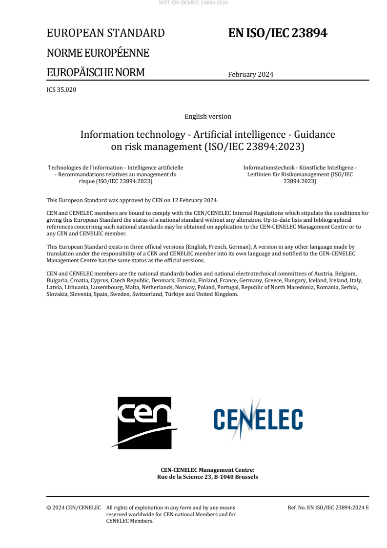 SIST EN ISO/IEC 23894:2024 SIST EN ISO/IEC 23894:2024 - Page 3 preview
