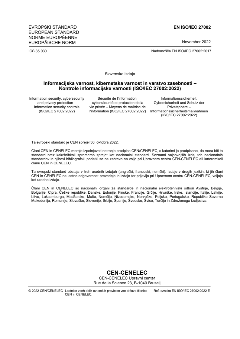 EN ISO/IEC 27002:2022