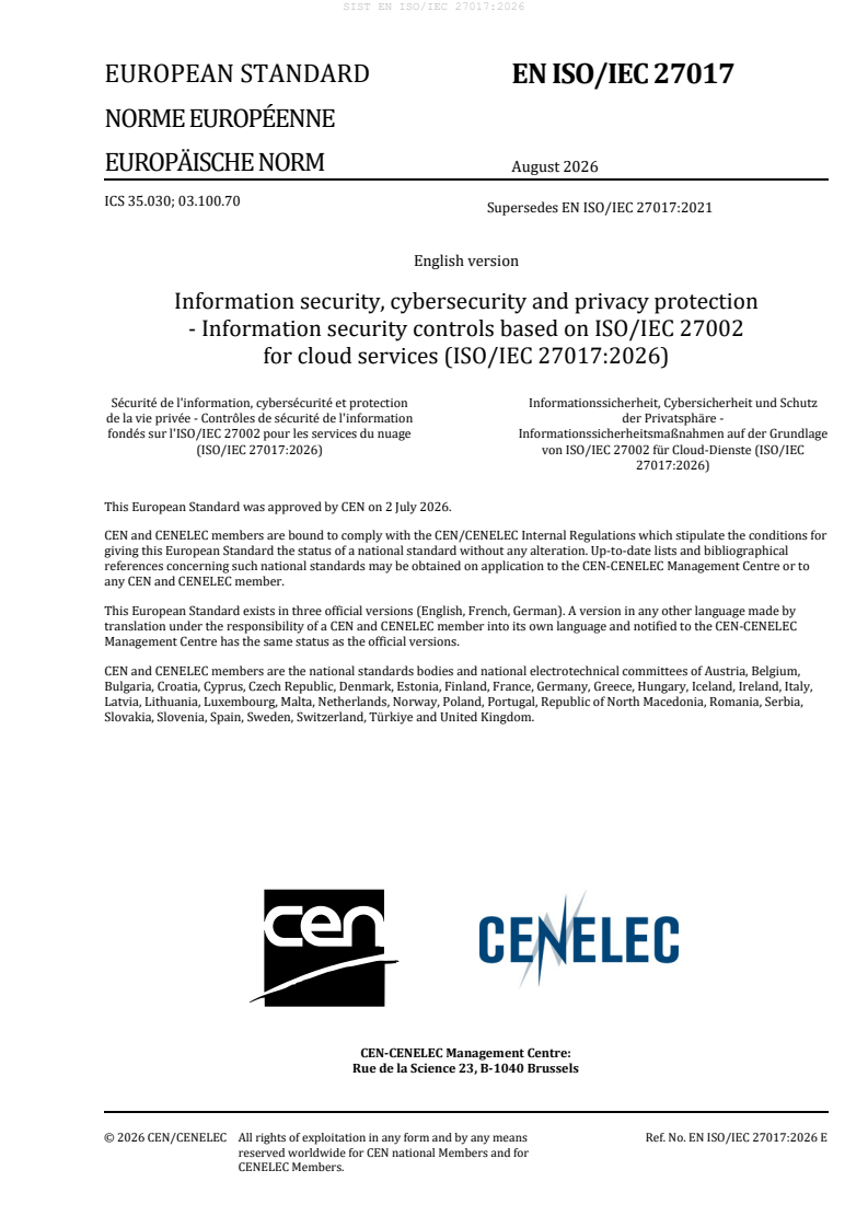 EN ISO/IEC 27017:2026 EN ISO/IEC 27017:2026 - Page 3 preview