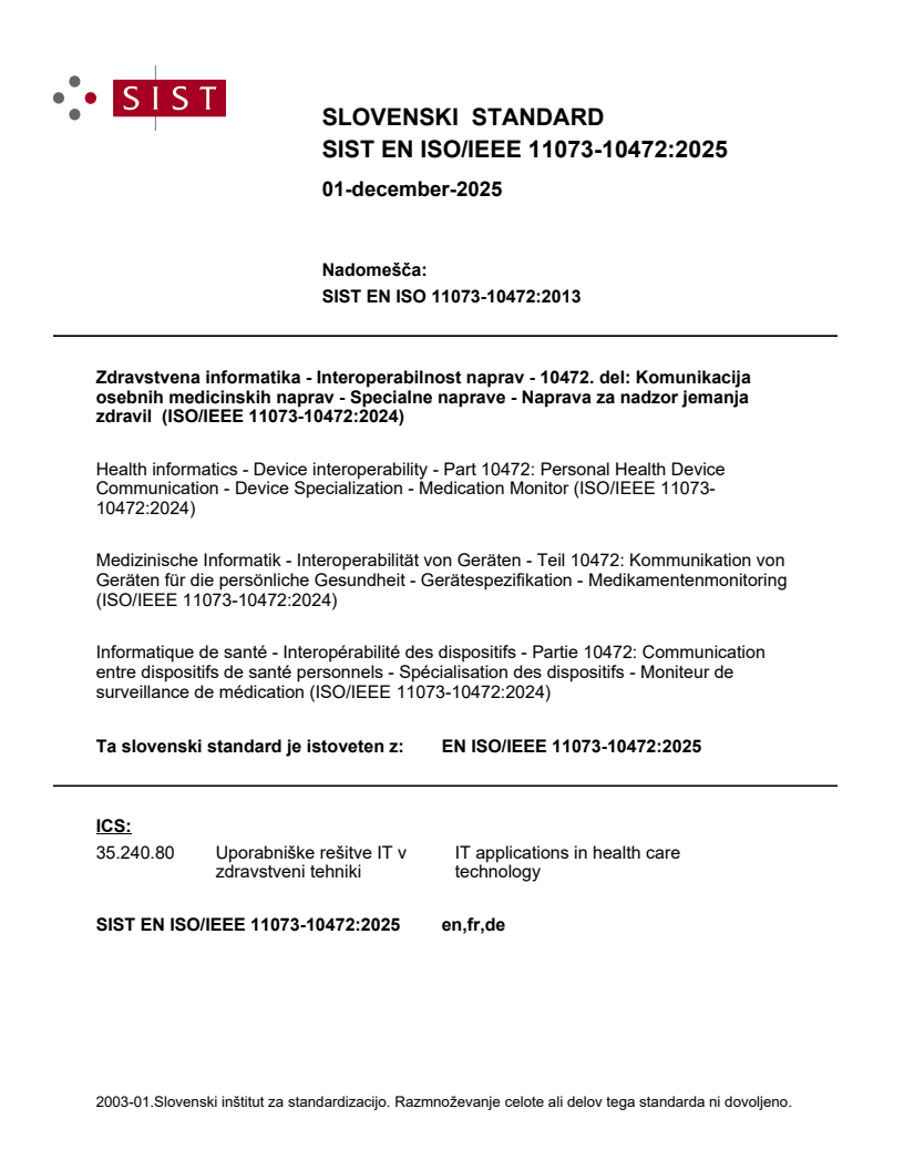 SIST EN ISO/IEEE 11073-10472:2025 SIST EN ISO/IEEE 11073-10472:2025