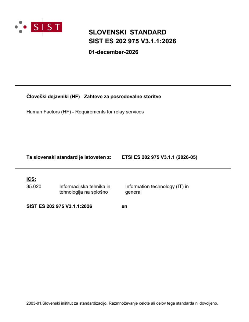 SIST ES 202 975 V3.1.1:2026 SIST ES 202 975 V3.1.1:2026 - BARVE - Page 1 preview