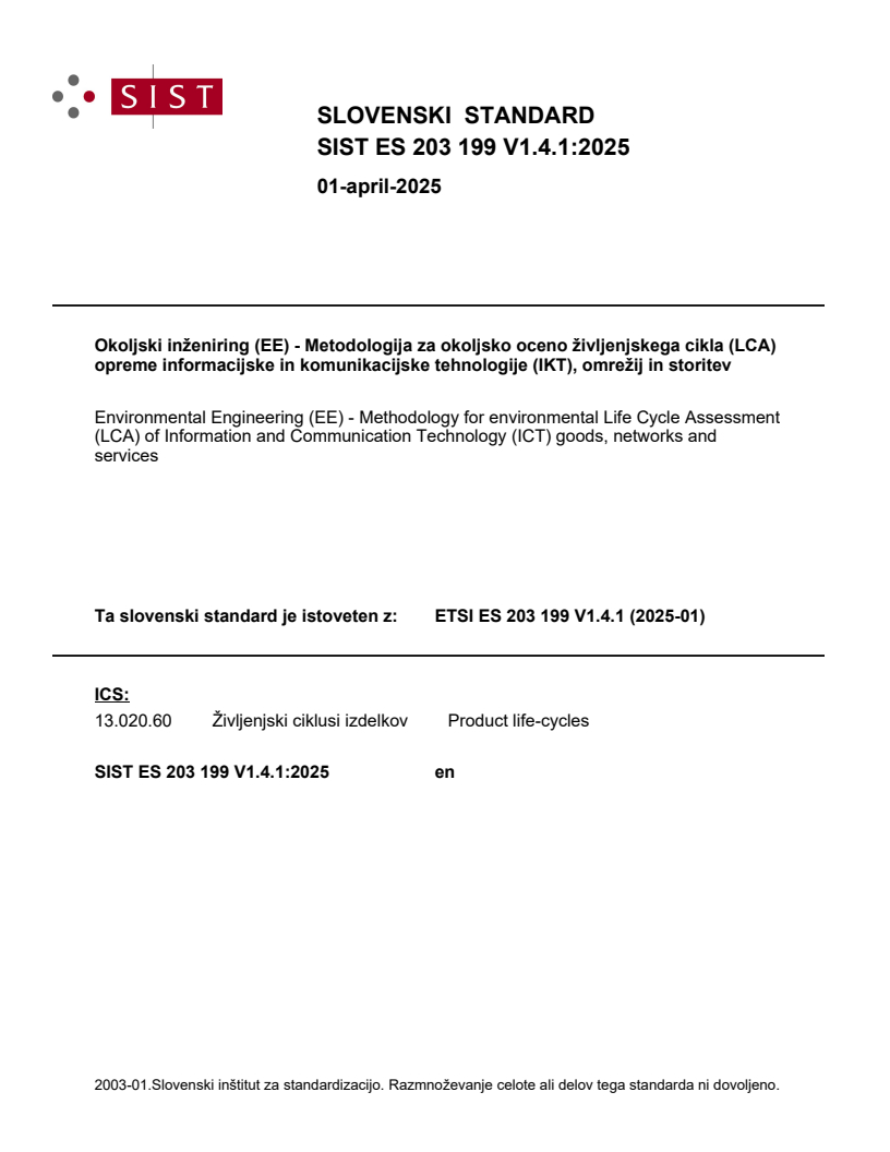 ETSI ES 203 199 V1.4.1 (2024-11) ES 203 199 V1.4.1:2025 - BARVE - Page 1 preview
