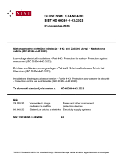 HD 60364-4-43:2023 HD 60364-4-43:2023 - Page 1 preview