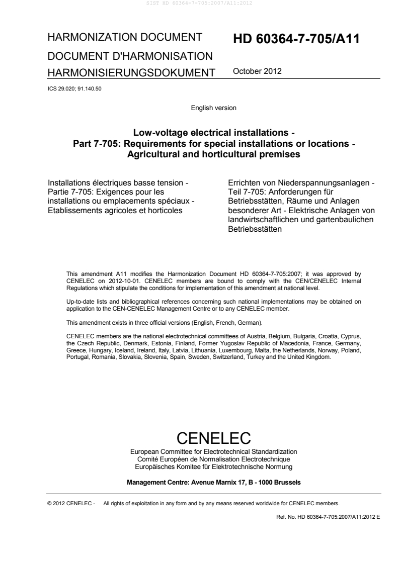 SIST HD 60364-7-705:2007/A11:2012 SIST HD 60364-7-705:2007/A11:2012