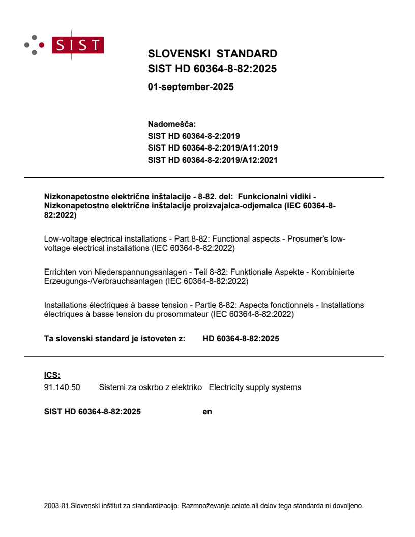 HD 60364-8-82:2025 - BARVE