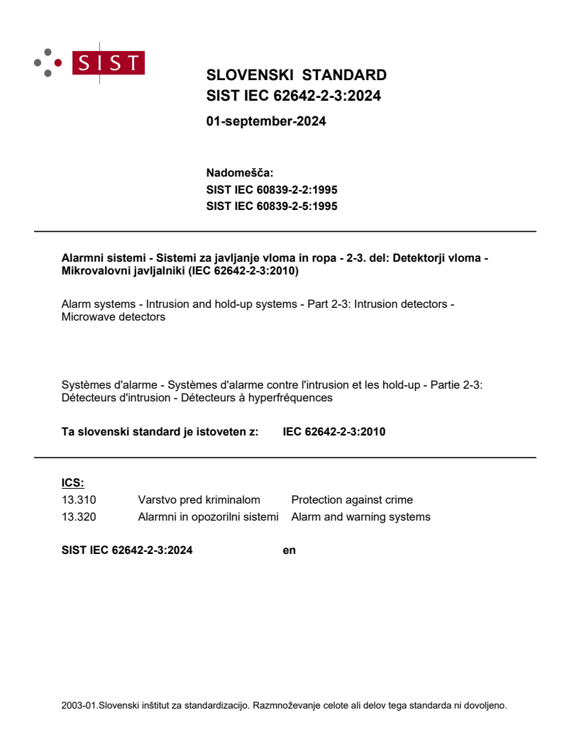 IEC 62642-2-3:2010 IEC 62642-2-3:2024 - Page 1 preview