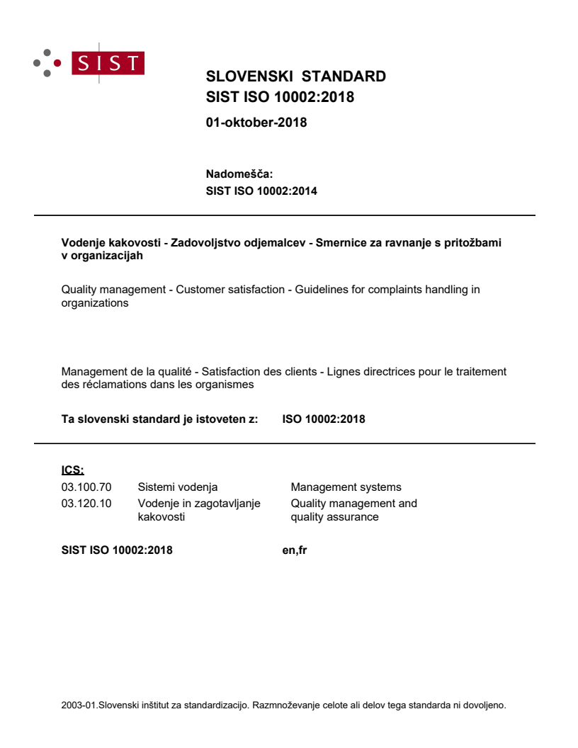 ISO 10002:2018 ISO 10002:2018 - BARVE - Page 1 preview
