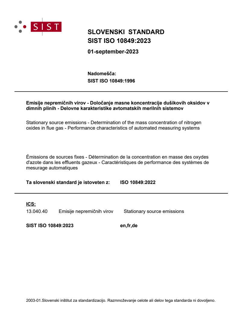 SIST ISO 10849:2023 SIST ISO 10849:2023 - Page 1 preview